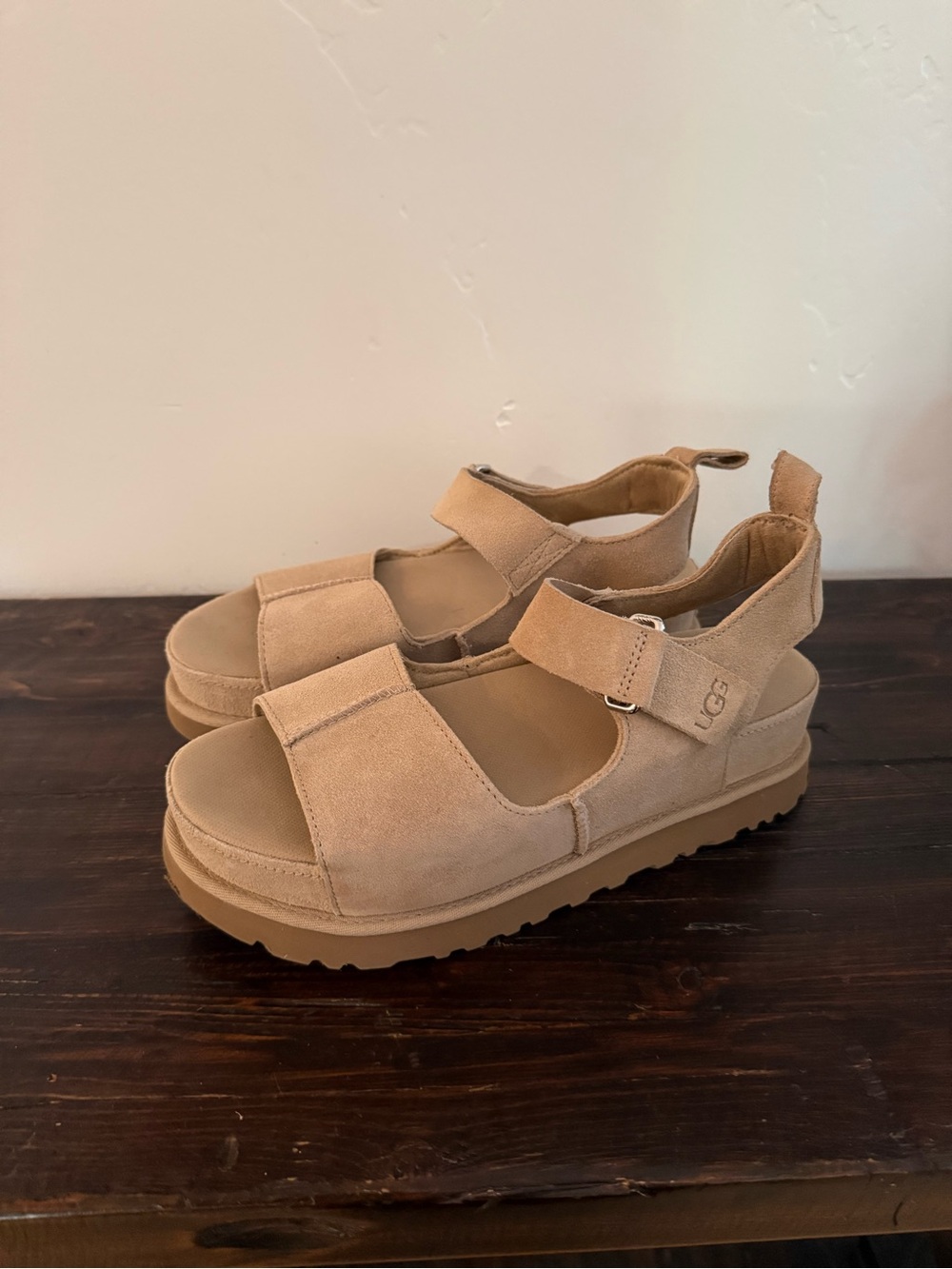 UGG Tan Suede Leather Platform Sandals - 9.5